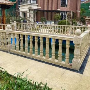 黄石黄金麻花岗岩石材栏杆，扶手，将军柱，花瓶柱