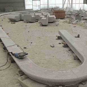 黄石 芝麻白花岗岩弧形花坛石，坐凳石