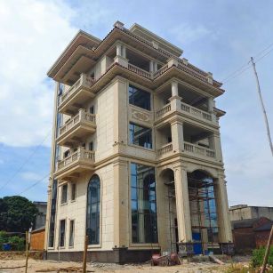 黄石 黄金麻花岗岩石材别墅外墙干挂搭配（雕花栏杆花瓶柱门楼罗马柱）