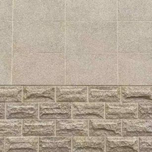 黄石 黄金麻自然面蘑菇石配荔枝面干挂