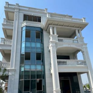 黄石 白麻花岗岩别墅外墙干挂效果展示