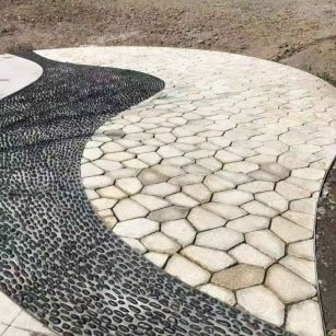 黄石 黄金麻冰裂纹地铺石工地铺装案例