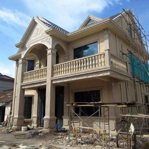 黄石 黄金麻花岗岩石材私人别墅雕花门楼柱阳台栏杆