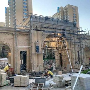 黄石 黄金麻荔枝面花岗岩小区门楼外墙干挂