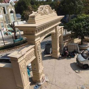 黄石 黄金麻荔枝面花岗岩别墅门楼