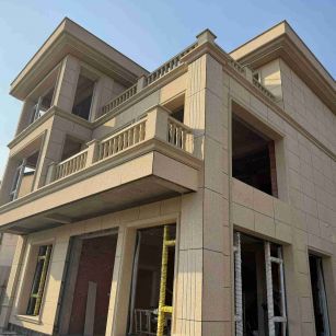 黄石 黄金麻花岗岩石材荔枝面外墙干挂效果展示