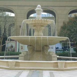 黄石 黄金麻花岗岩异型加工——户外庭院石雕流水喷泉