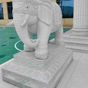 黄石 白麻花岗岩动物异形石雕-大象
