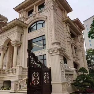 黄石 黄金麻花岗岩别墅外墙干挂效果展示