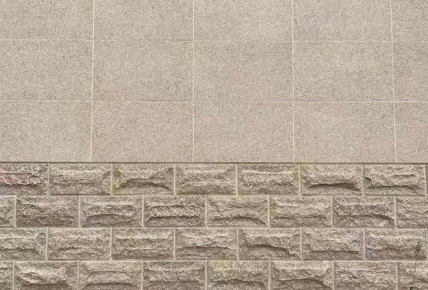 黄石 黄金麻自然面蘑菇石配荔枝面干挂