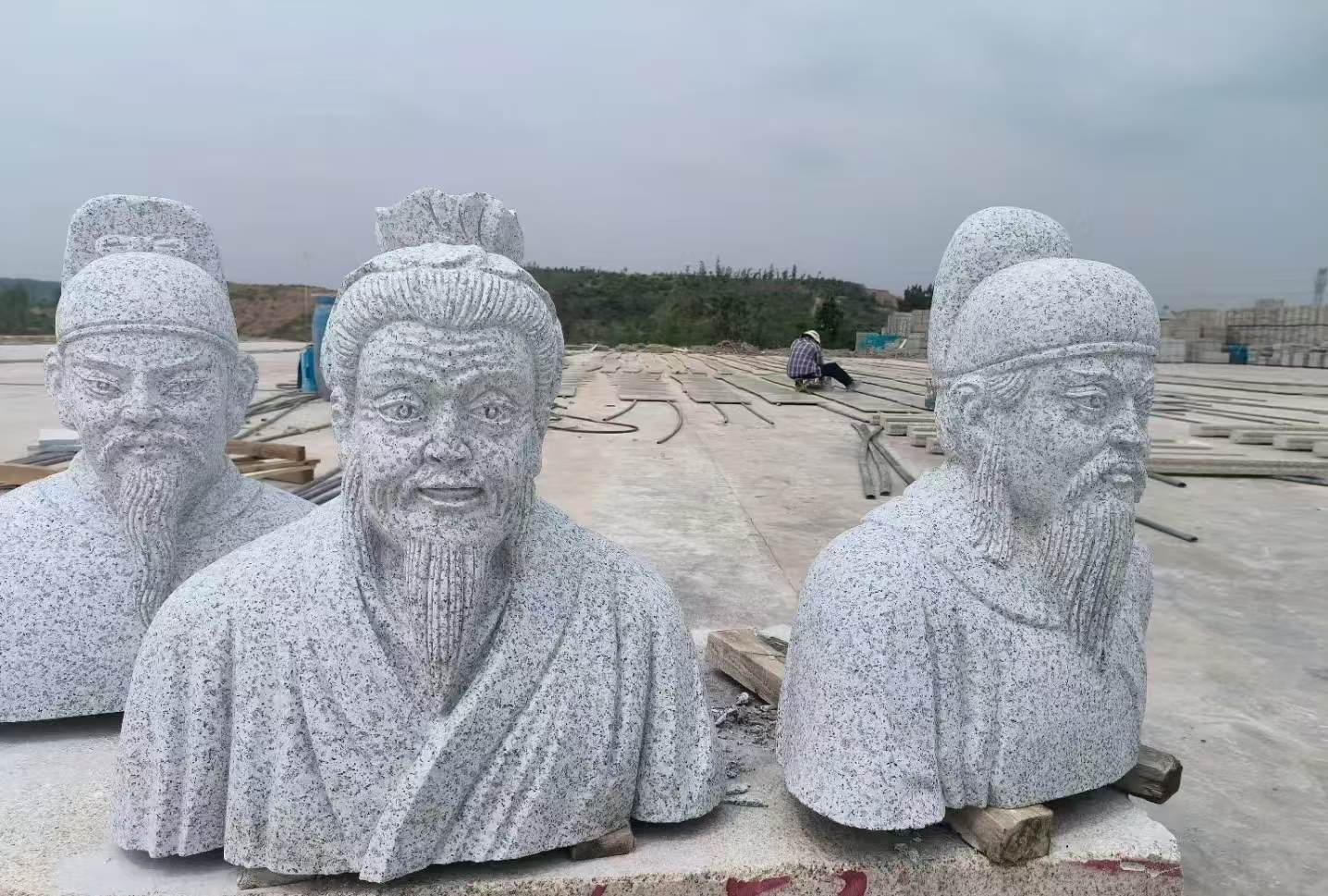 黄石 白麻花岗岩石材人物立体雕刻