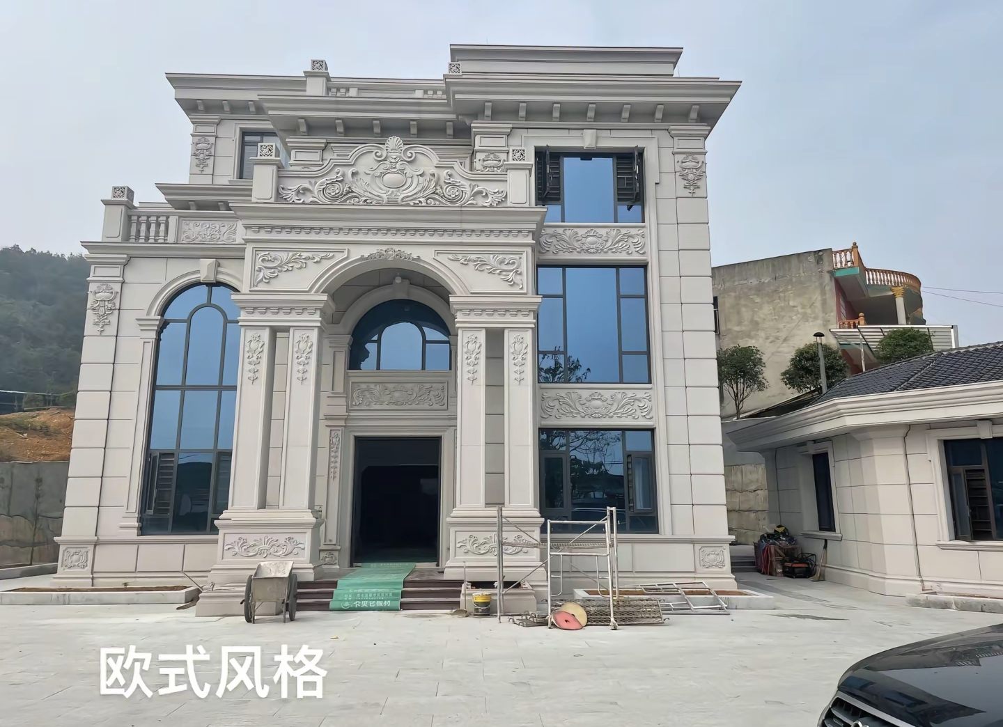 黄石 白麻花岗岩别墅外墙干挂