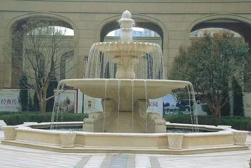 黄石 黄金麻花岗岩异型加工——户外庭院石雕流水喷泉