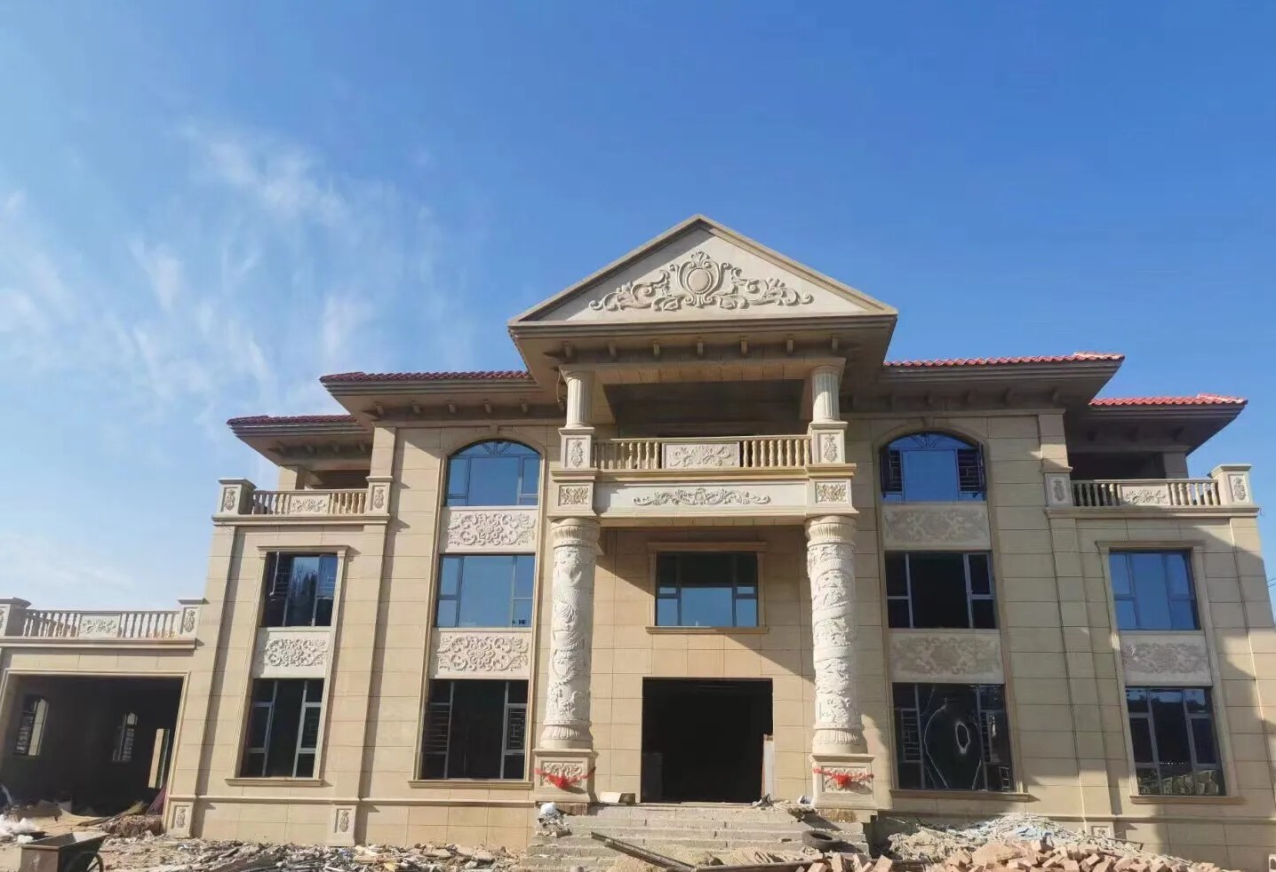 黄石 黄金麻花岗岩别墅外墙干挂