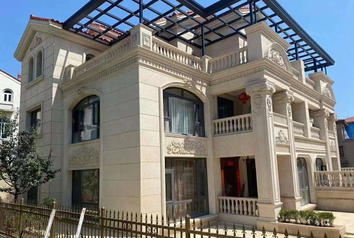 黄石 黄金麻花岗岩荔枝面别墅外墙干挂